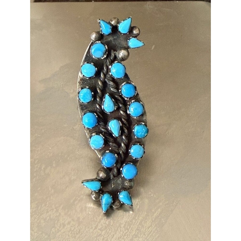 Vintage Navajo Style Sterling Silver and Turquoise Statement Ring
